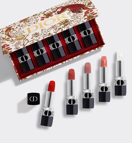 Dior - Rouge Dior - Chinees Nieuwjaar Limited Edition Collectie van 3 lipsticks en 2 gekleurde lipbalsems - navulbaar - comfortabel en langhoudend