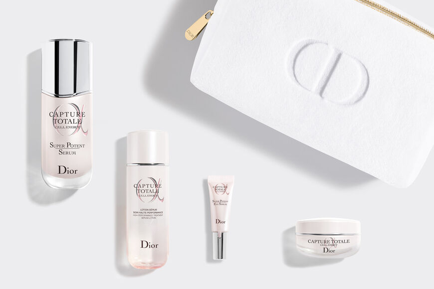 Dior - Capture Totale Set - Total Age-Defying Skincare Ritual Facial skincare set - 4 products & 1 pouch - face lotion, anti-aging serum, face creme & eye serum Open gallery