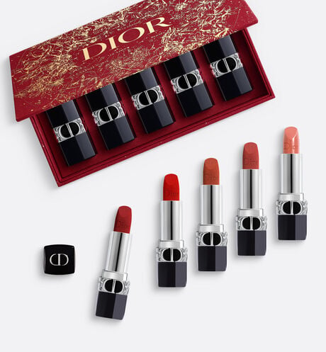 Dior - Cofre Rouge Dior - Edición Limitada Año Nuevo Lunar Colección de 4 barras de labios y 1 bálsamo labial recargables - hidratación y larga duración