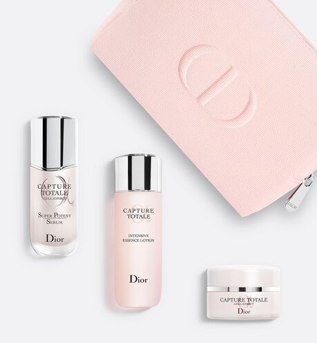 Dior - Capture Totale Set - Total Age-Defying Intense Ritual Facial skincare set - 3 products and 1 pouch - face lotion, anti-aging serum and face cream