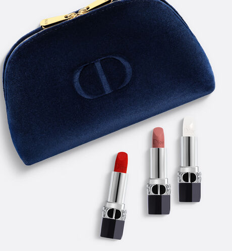 Dior - Rouge Dior Pouch Set of 2 Lipsticks and 1 Lip Balm - Refillable - Comfort and Long Wear
